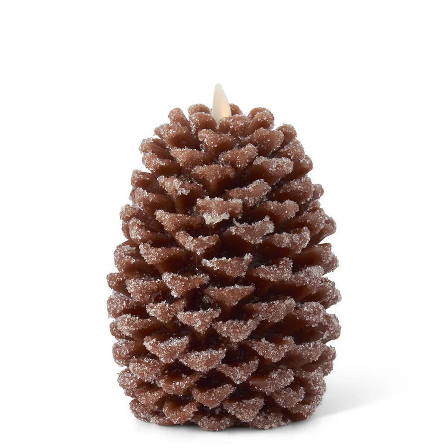 Brown Snowy Pinecone LED Candles