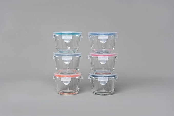 Genicook Borosilicate Glass Small Baby-Size Meal and Food Storage Containers - 12 pc Set